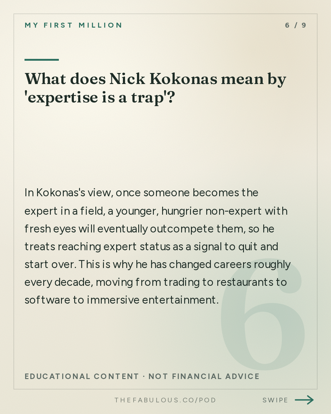 What does Nick Kokonas mean by 'expertise is a trap'? — My First Million: How to find your arbitrage (from the guy who’s done it 3x) ft. Nick Kokonas