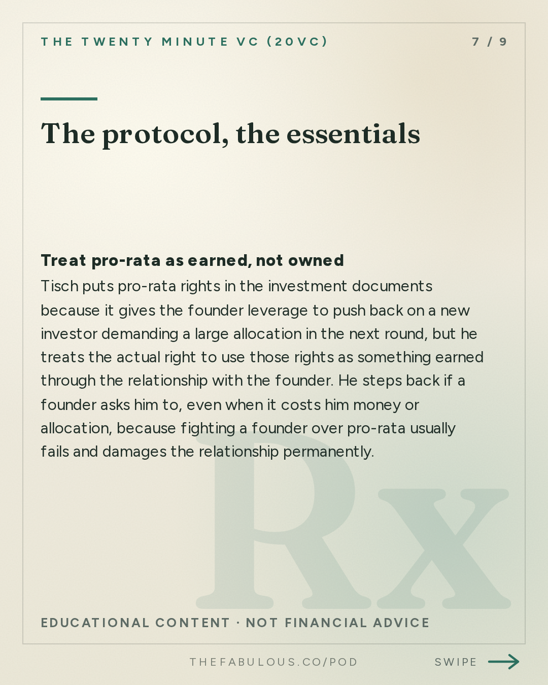 The protocol, the essentials — The Twenty Minute VC (20VC): Venture Capital | Startup Funding | The Pitch: 20VC: David Tisch on Why High Ownership and Concentration is BS | Why No Manager Actually Wants to Stay Small | Why Competing with the Mega Platforms is a Losing Game | Why the Lean Startup is a Fake?