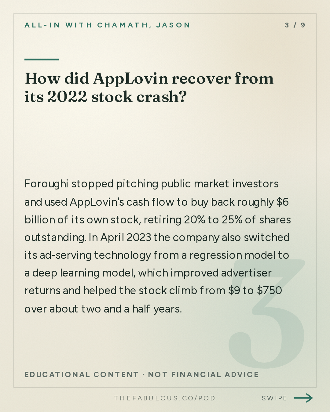 How did AppLovin recover from its 2022 stock crash? — All-In with Chamath, Jason, Sacks & Friedberg: Adam Foroughi, Applovin CEO: Surviving a 92% Drawdown, Ads as ML 1.0 & the $50B Game Ad Market