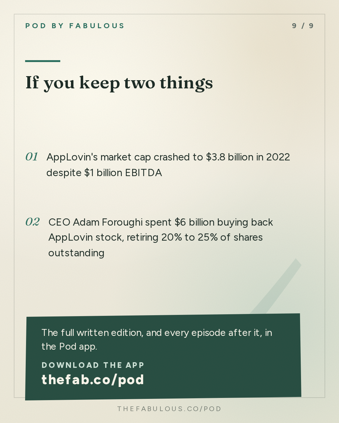 If you keep two things — All-In with Chamath, Jason, Sacks & Friedberg: Adam Foroughi, Applovin CEO: Surviving a 92% Drawdown, Ads as ML 1.0 & the $50B Game Ad Market