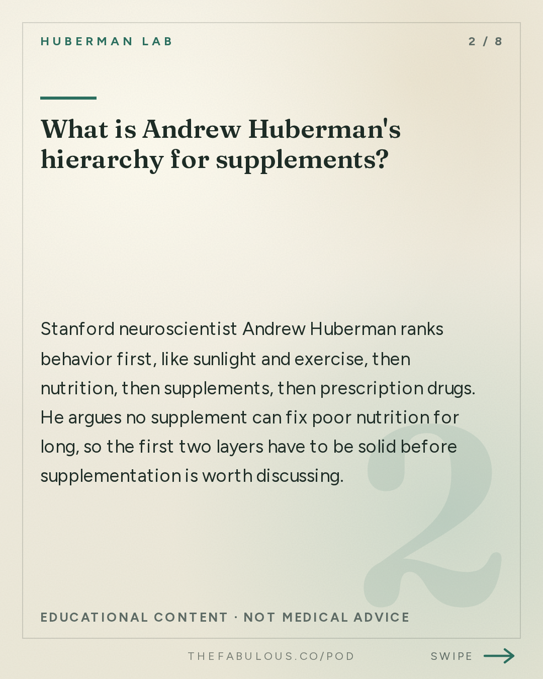 What is Andrew Huberman's hierarchy for supplements? — Huberman Lab: Essentials: Developing a Rational Approach to Supplementation for Health & Performance