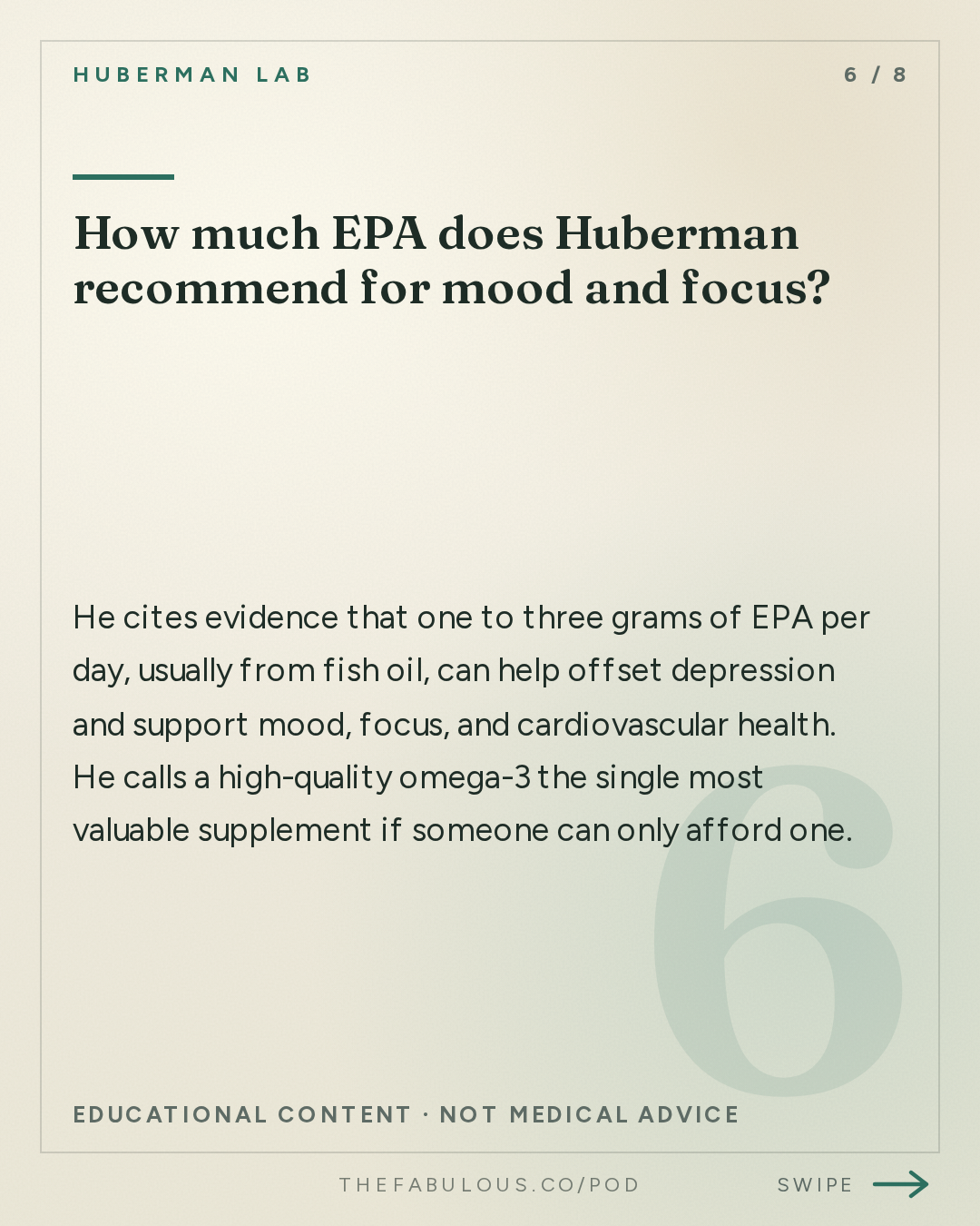 How much EPA does Huberman recommend for mood and focus? — Huberman Lab: Essentials: Developing a Rational Approach to Supplementation for Health & Performance