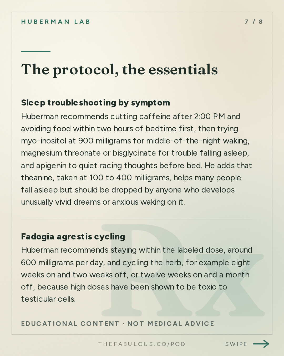 The protocol, the essentials — Huberman Lab: Essentials: Developing a Rational Approach to Supplementation for Health & Performance