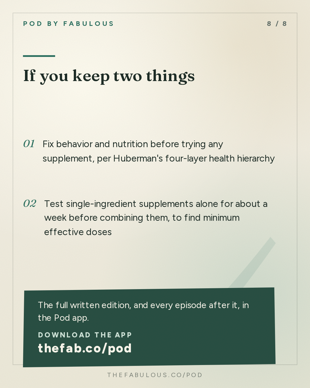 If you keep two things — Huberman Lab: Essentials: Developing a Rational Approach to Supplementation for Health & Performance