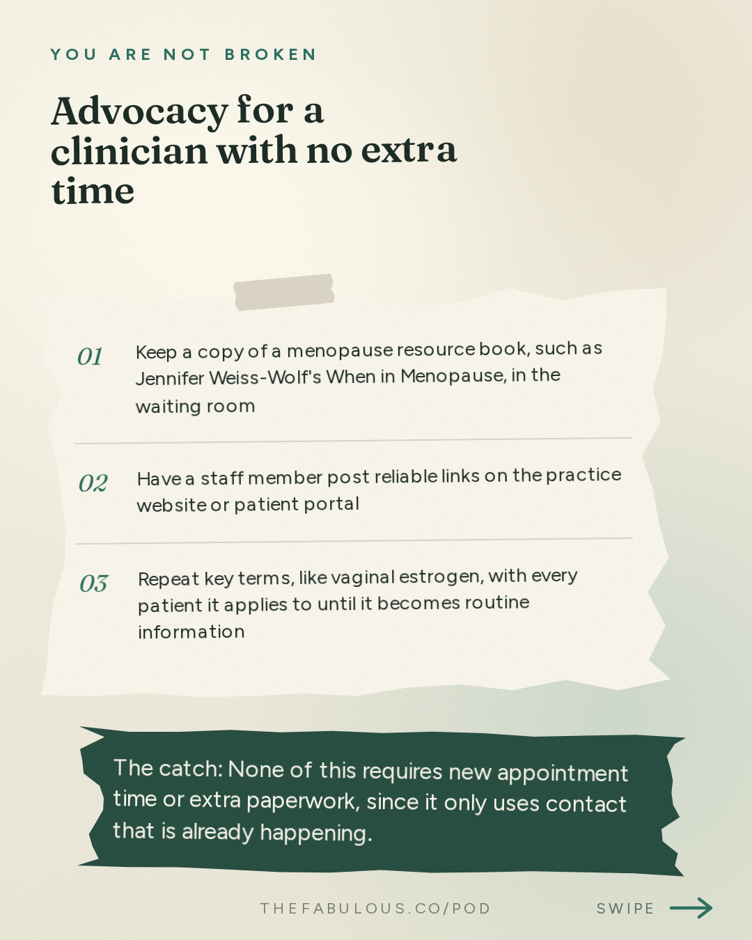 Advocacy for a clinician with no extra time — You Are Not Broken: 392. When in Menopause: Advocacy, Policy, and the Power of Speaking Up