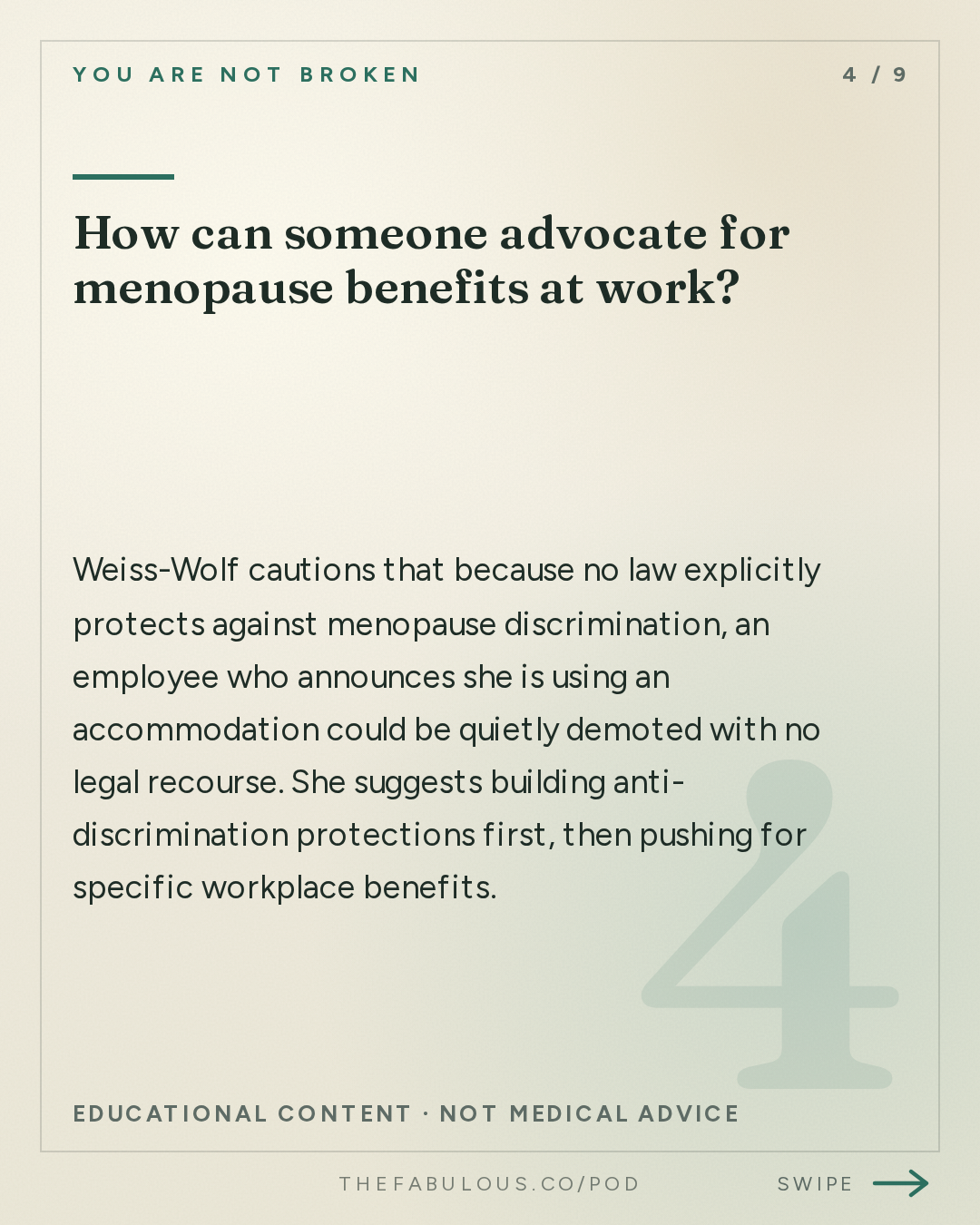 How can someone advocate for menopause benefits at work? — You Are Not Broken: 392. When in Menopause: Advocacy, Policy, and the Power of Speaking Up