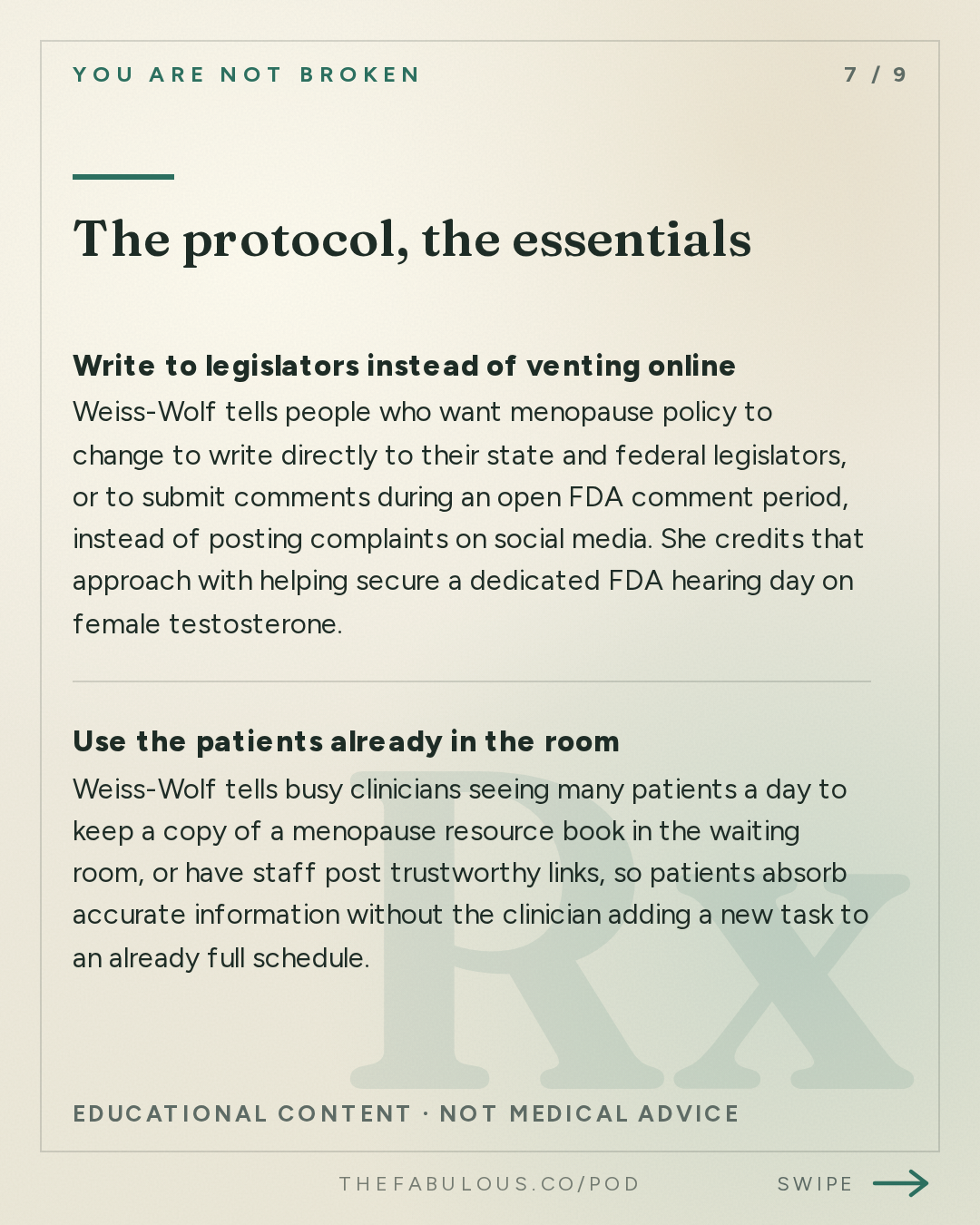 The protocol, the essentials — You Are Not Broken: 392. When in Menopause: Advocacy, Policy, and the Power of Speaking Up