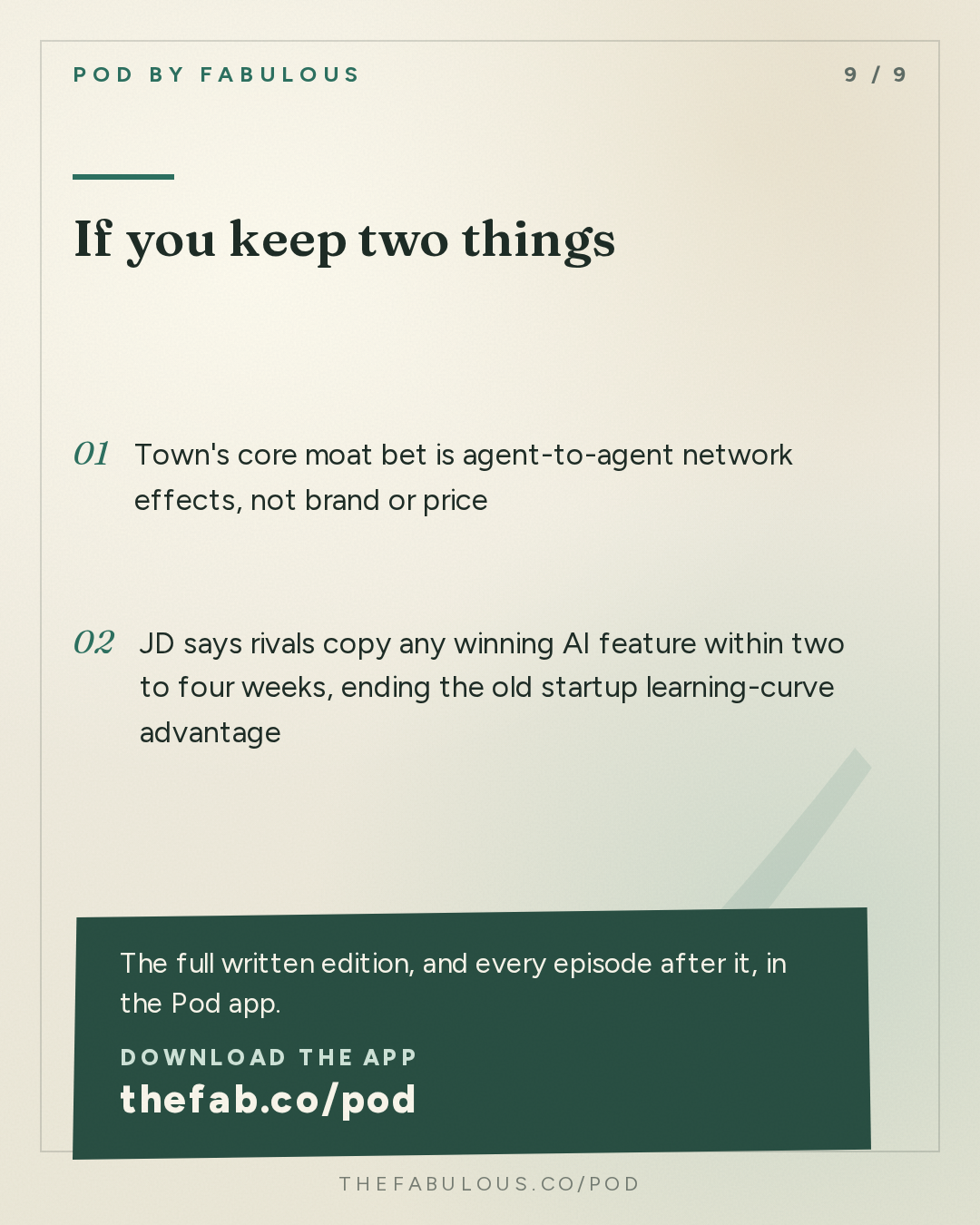 If you keep two things — The Twenty Minute VC (20VC): Venture Capital | Startup Funding | The Pitch: 20VC: The $100 Billion AI Assistant Race: Town vs Instinct vs GrokBot | We Spend $75K Per Engineer on AI Tools | Why the AI Assistant Market Is Not a Bubble & AI Assistants Will Replace Every App on Your Phone with JD, Founder of Town