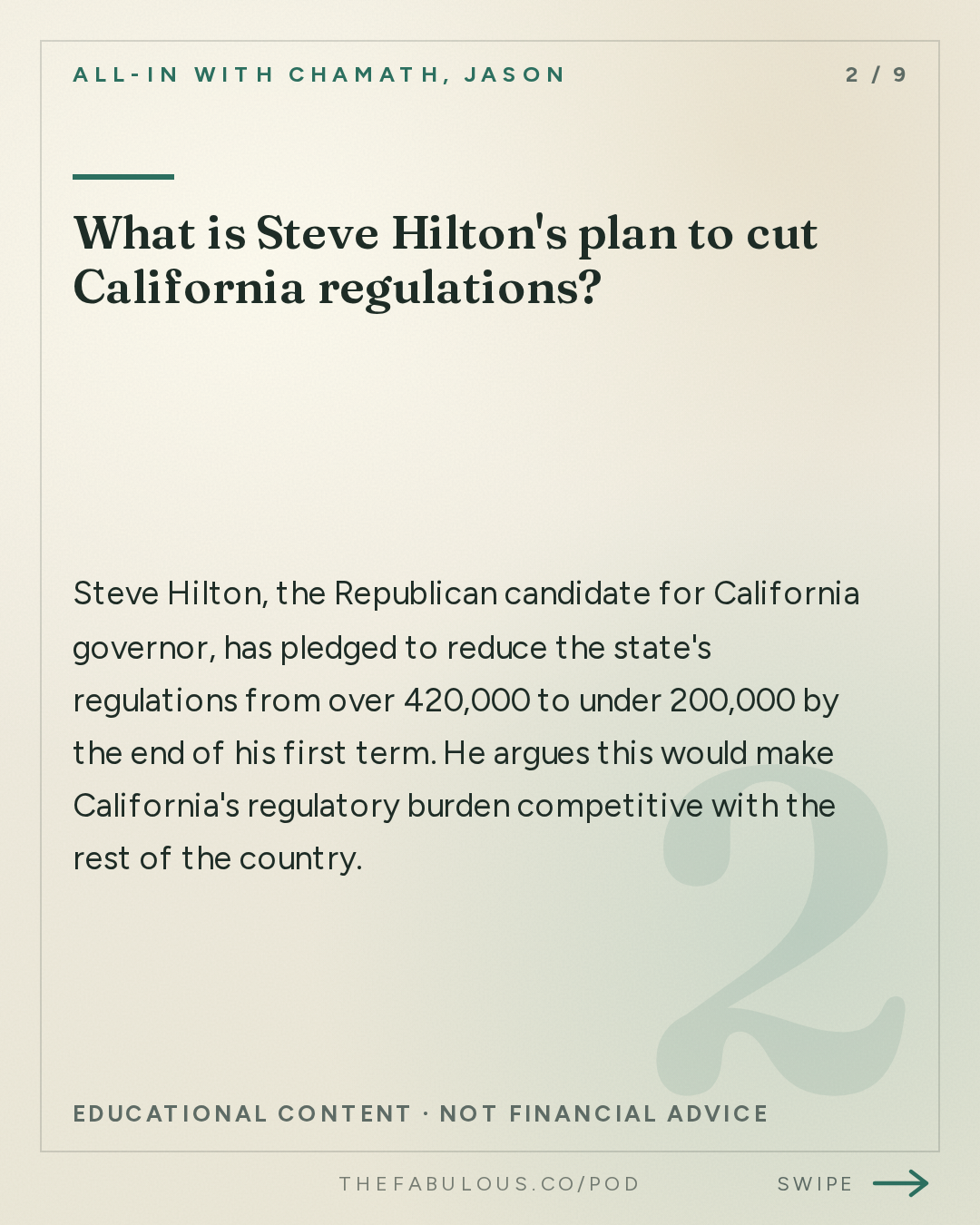 What is Steve Hilton's plan to cut California regulations? — All-In with Chamath, Jason, Sacks & Friedberg: Steve Hilton & Spencer Pratt: Fixing California, Cheaper Gas, Ballot Fraud & CA Republicans