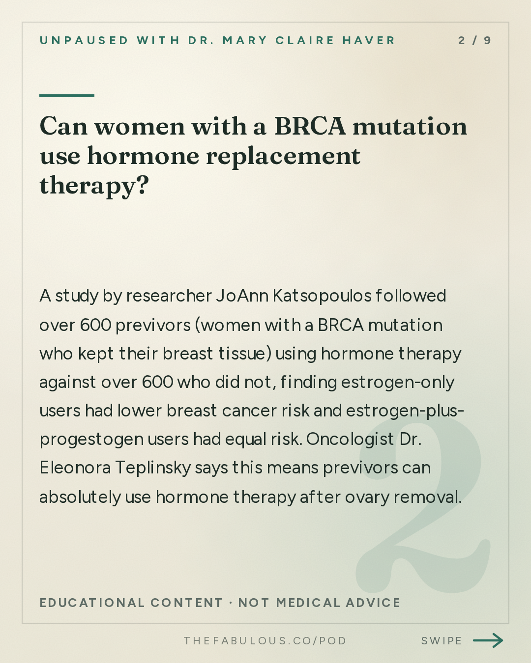 Can women with a BRCA mutation use hormone replacement therapy? — unPAUSED with Dr. Mary Claire Haver: Dense Breasts, Family History and Your Mammogram: How to Know your Real Risk