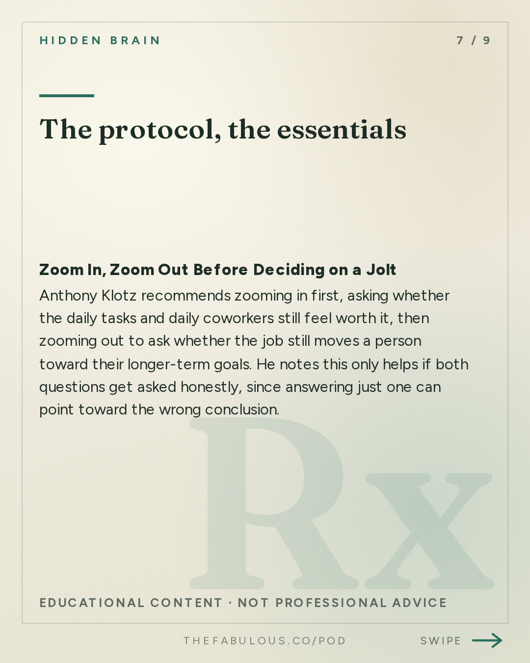 The protocol, the essentials — Hidden Brain: Blowing Up Your Life