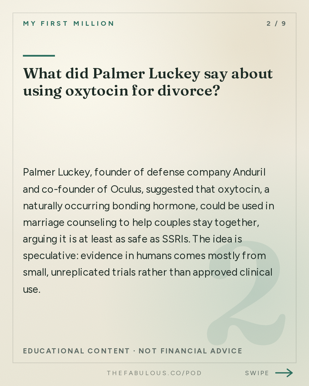 What did Palmer Luckey say about using oxytocin for divorce? — My First Million: 3 businesses we think are about to blow up