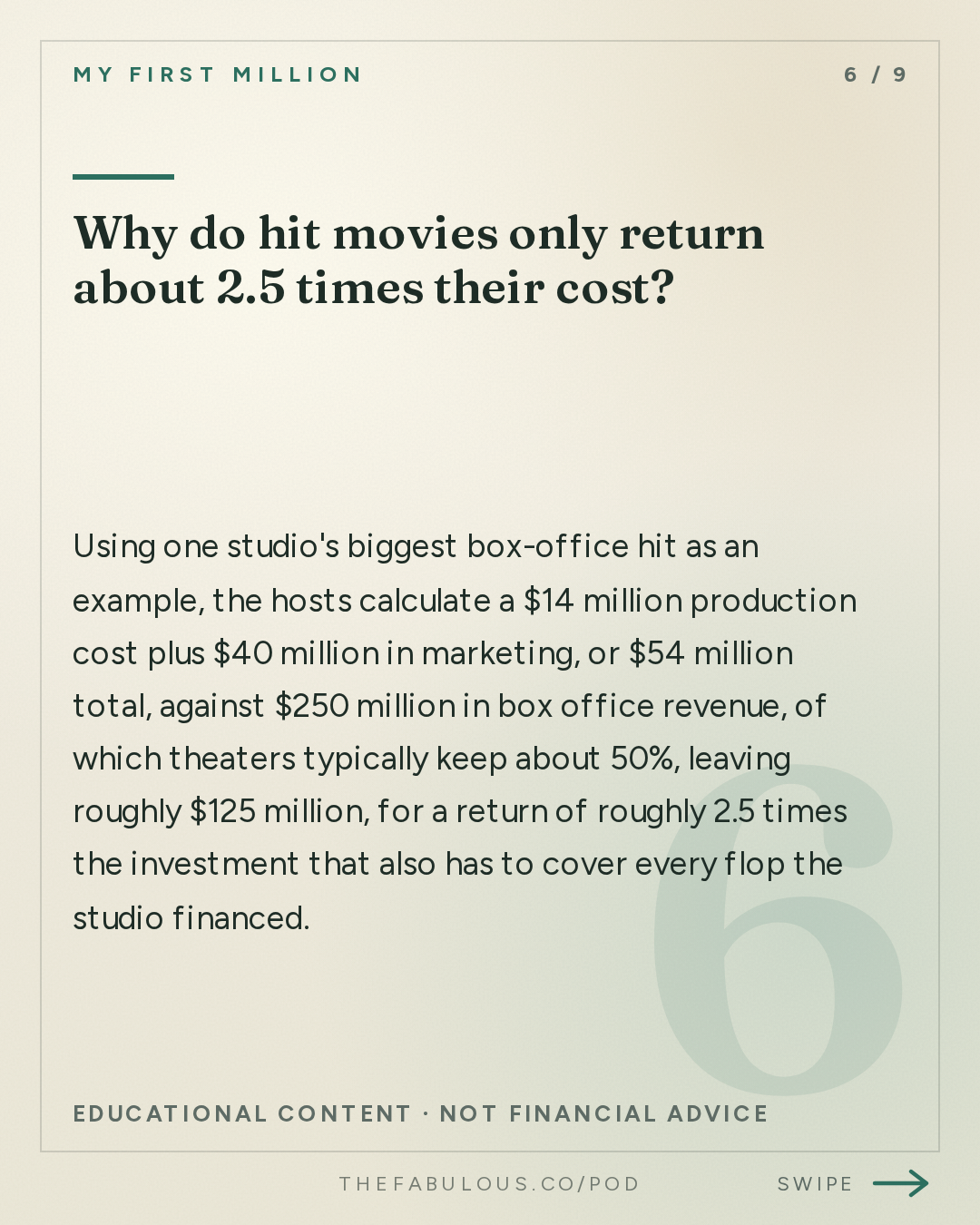 Why do hit movies only return about 2.5 times their cost? — My First Million: 3 businesses we think are about to blow up