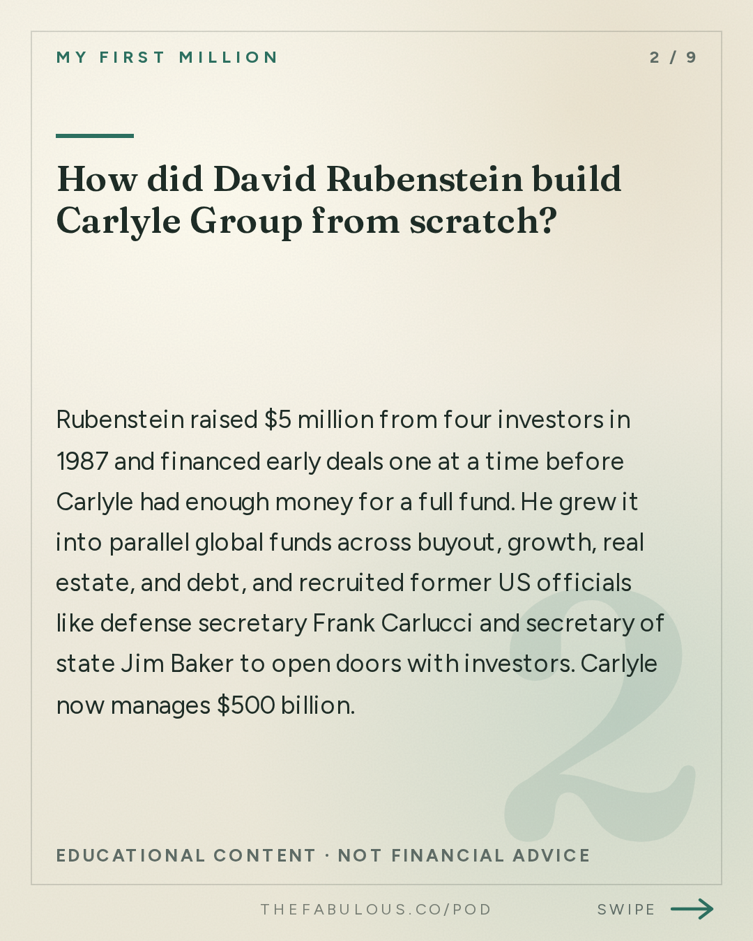 How did David Rubenstein build Carlyle Group from scratch? — My First Million: David Rubenstein: We took $5M and turned it into $500B