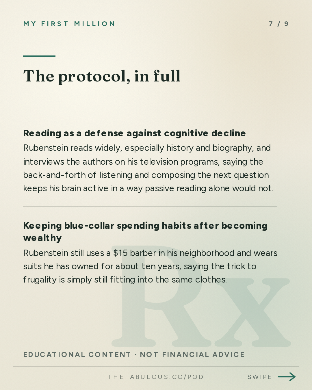 The protocol, in full — My First Million: David Rubenstein: We took $5M and turned it into $500B