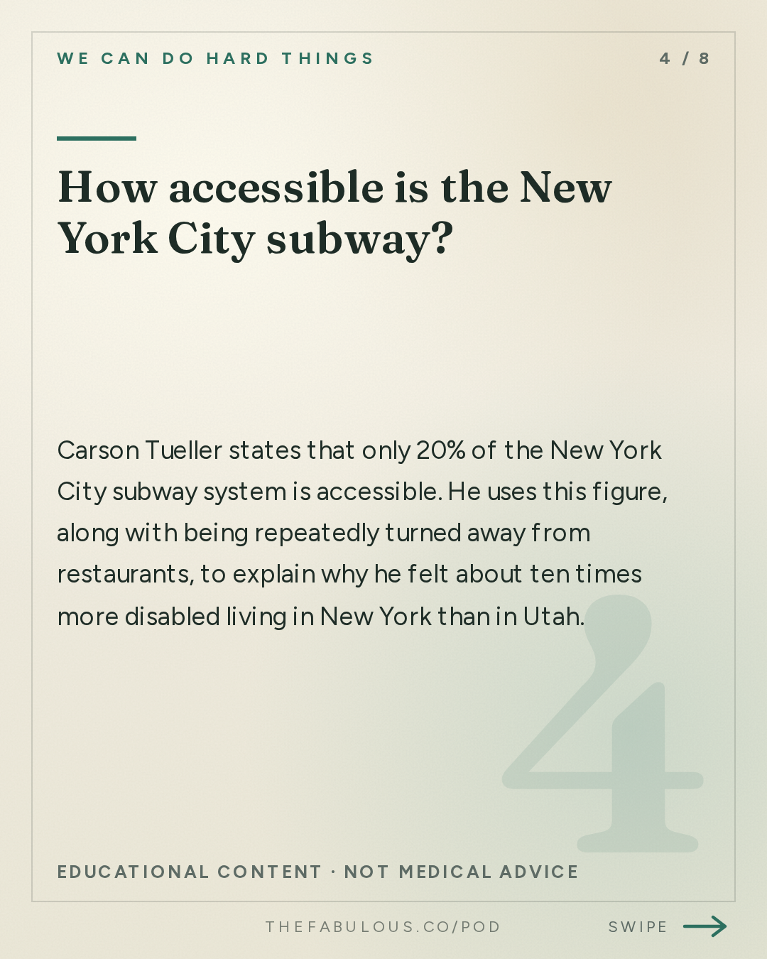 How accessible is the New York City subway? — We Can Do Hard Things: (BEST OF) How to Really Believe Your Body is Good: Carson Tueller