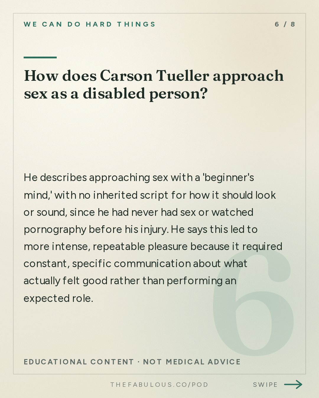 How does Carson Tueller approach sex as a disabled person? — We Can Do Hard Things: (BEST OF) How to Really Believe Your Body is Good: Carson Tueller