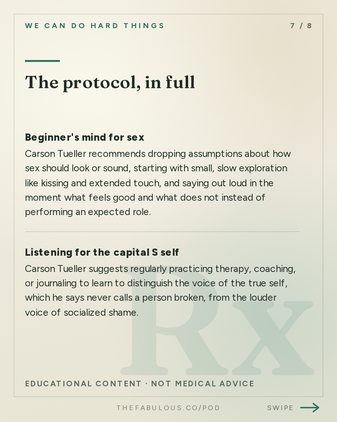 The protocol, in full — We Can Do Hard Things: (BEST OF) How to Really Believe Your Body is Good: Carson Tueller