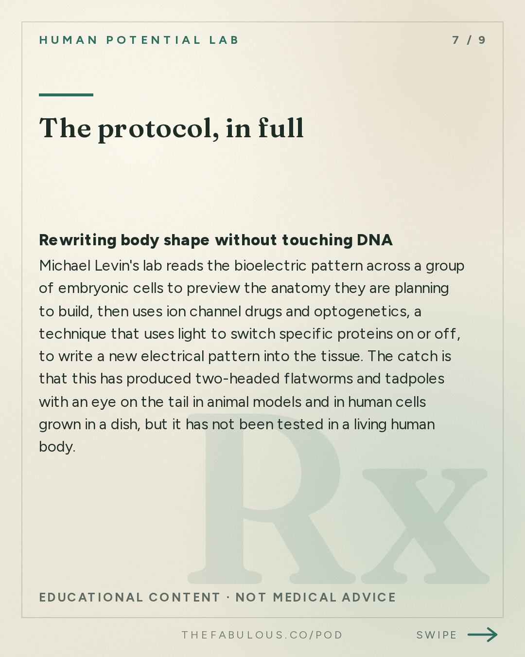 The protocol, in full — Human Potential Lab: Where Does Genius Come From? | Michael Levin