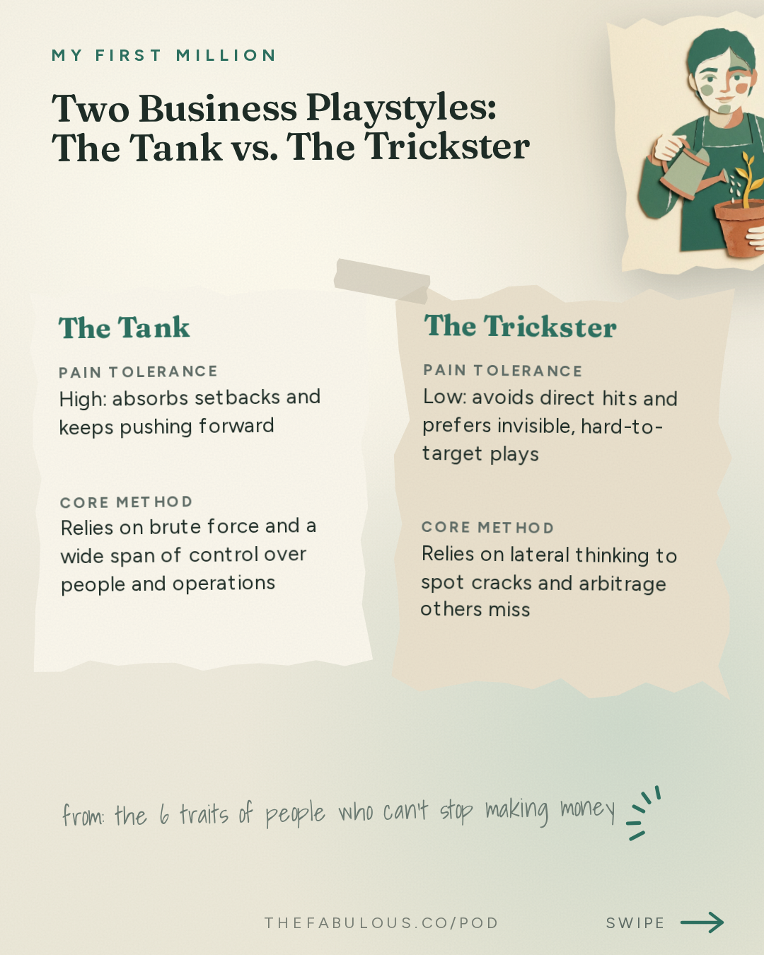 Two Business Playstyles: The Tank vs. The Trickster — My First Million: the 6 traits of people who can’t stop making money