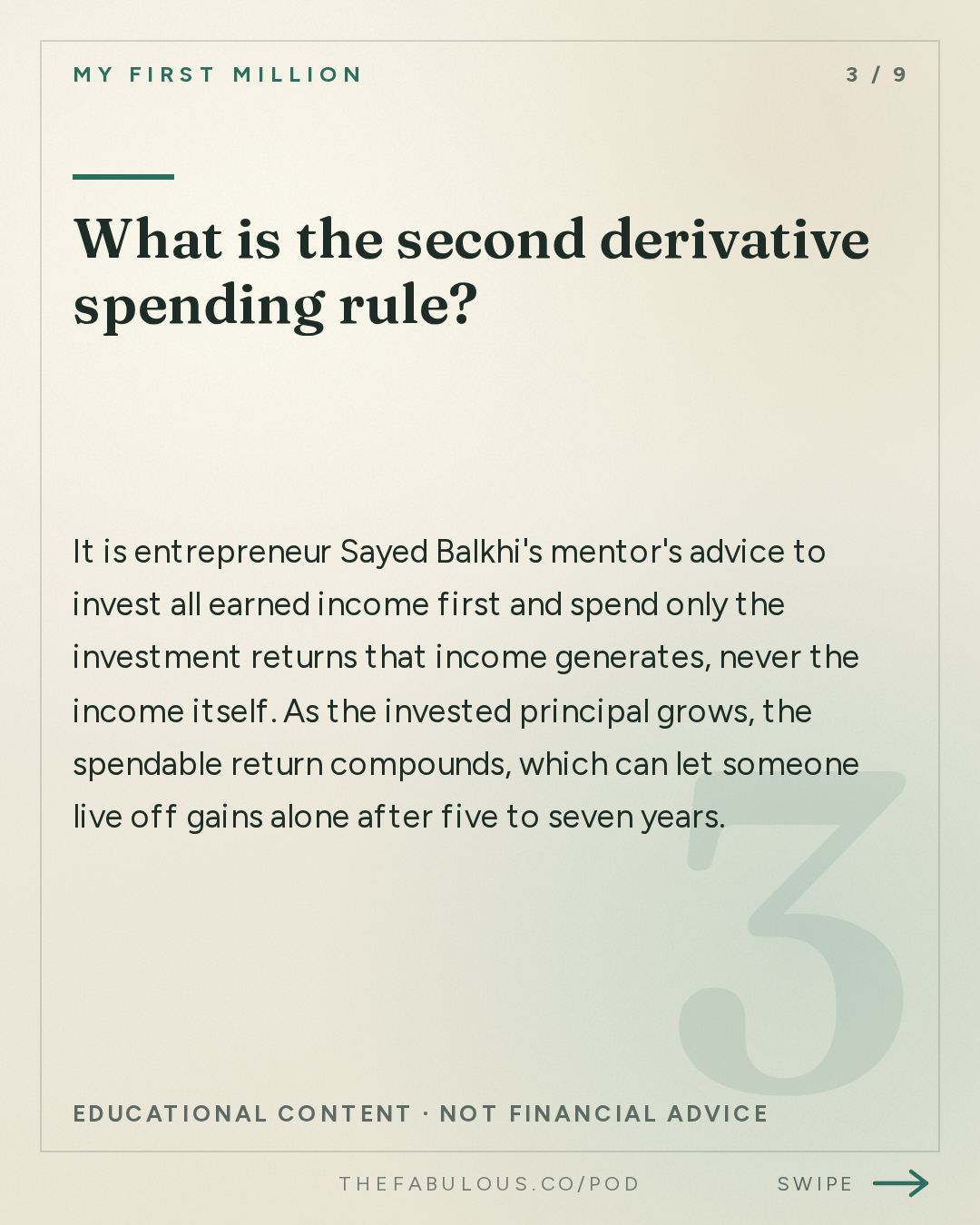 What is the second derivative spending rule? — My First Million: the 6 traits of people who can’t stop making money
