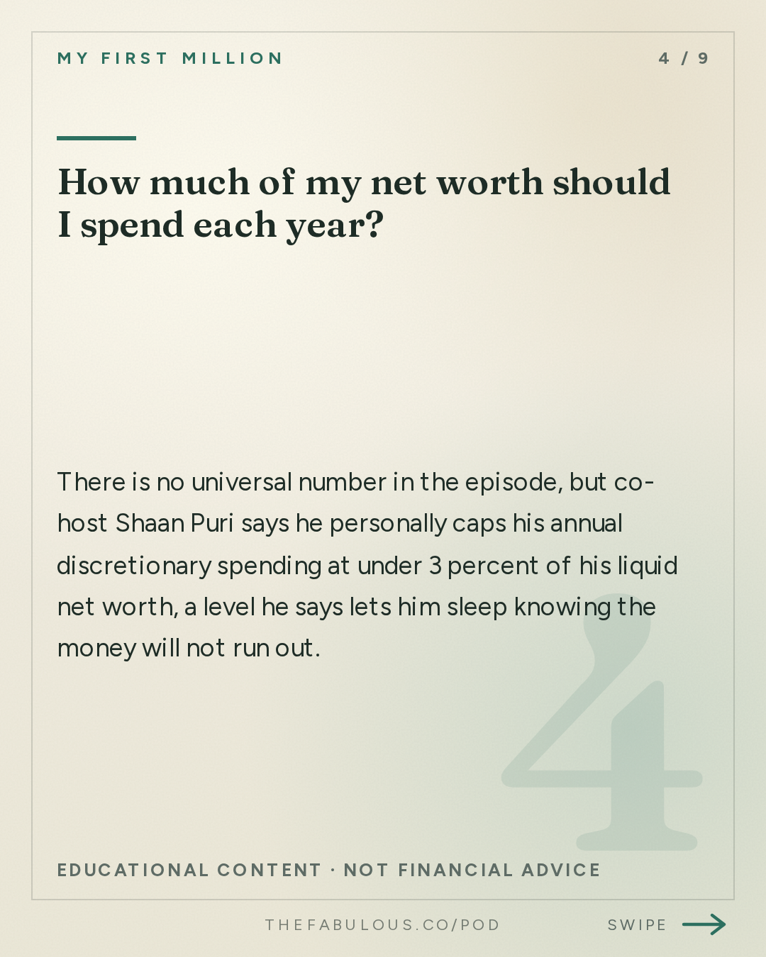 How much of my net worth should I spend each year? — My First Million: the 6 traits of people who can’t stop making money