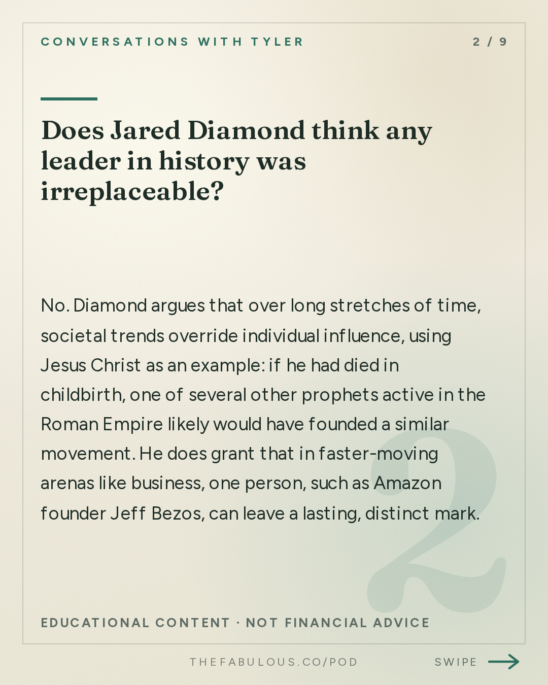 Does Jared Diamond think any leader in history was irreplaceable? — Conversations with Tyler: Jared Diamond on Leaders, Luck, and Irreplaceability