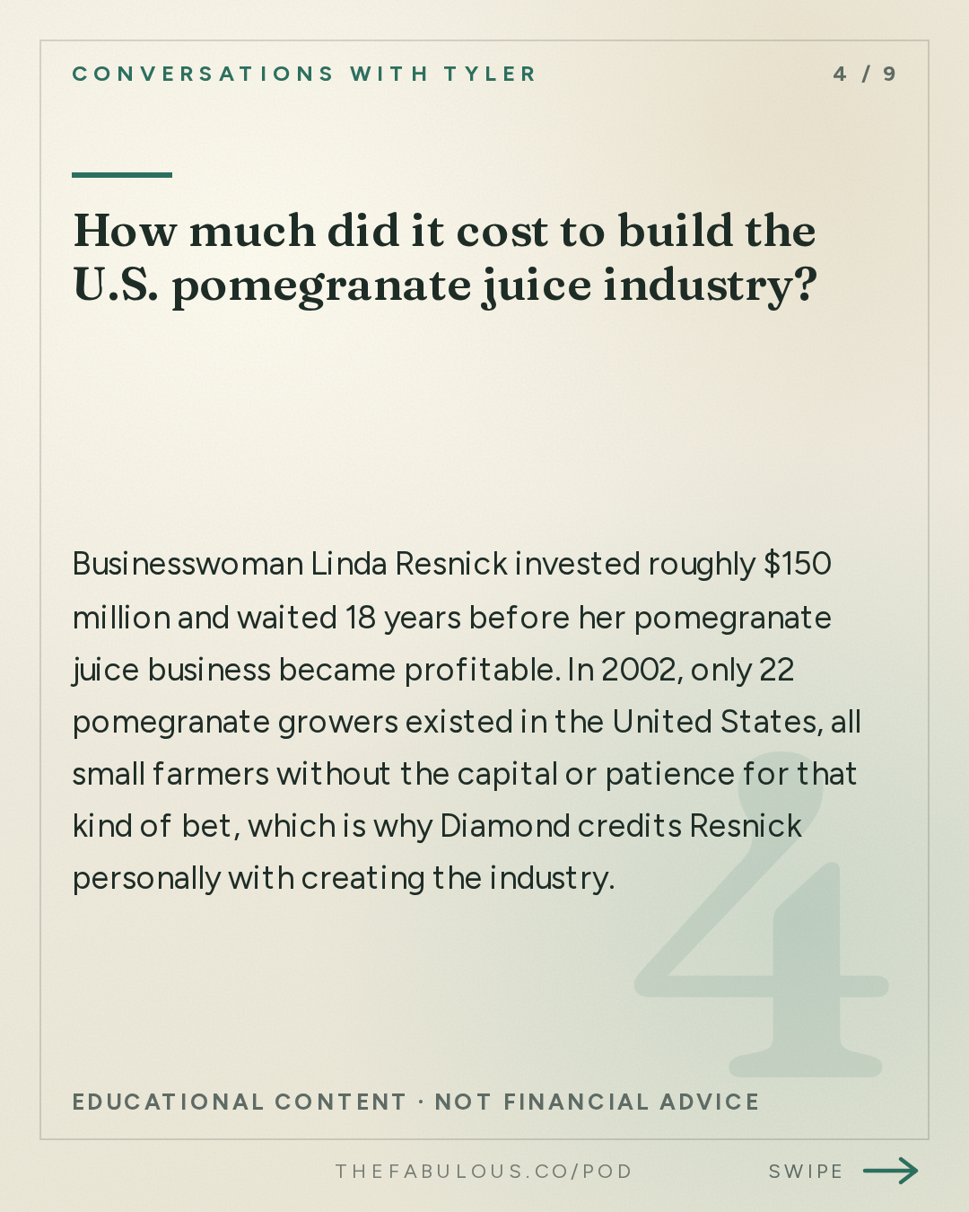 How much did it cost to build the U.S. pomegranate juice industry? — Conversations with Tyler: Jared Diamond on Leaders, Luck, and Irreplaceability