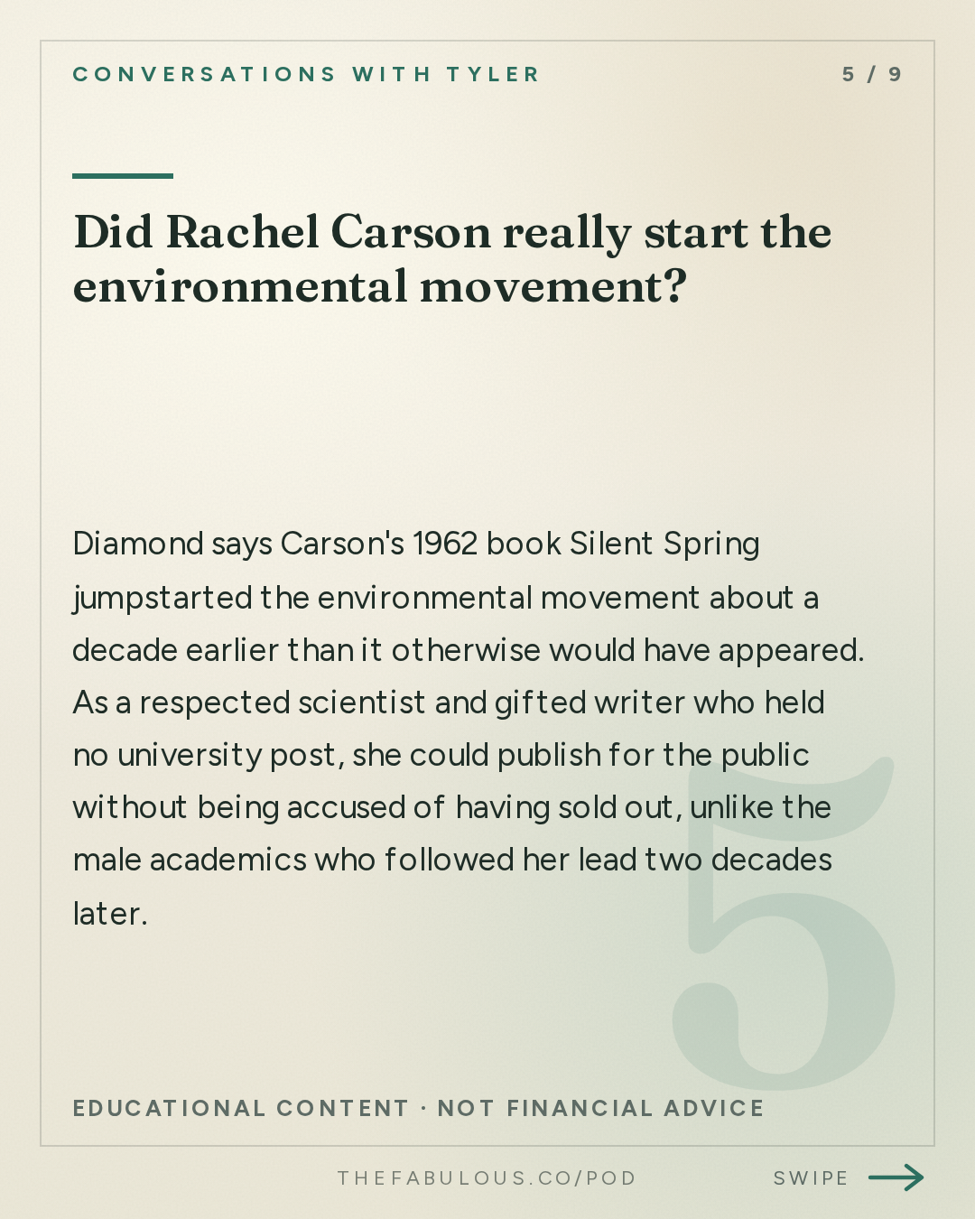 Did Rachel Carson really start the environmental movement? — Conversations with Tyler: Jared Diamond on Leaders, Luck, and Irreplaceability