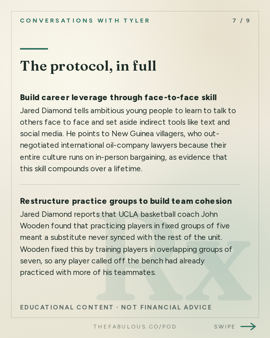 The protocol, in full — Conversations with Tyler: Jared Diamond on Leaders, Luck, and Irreplaceability