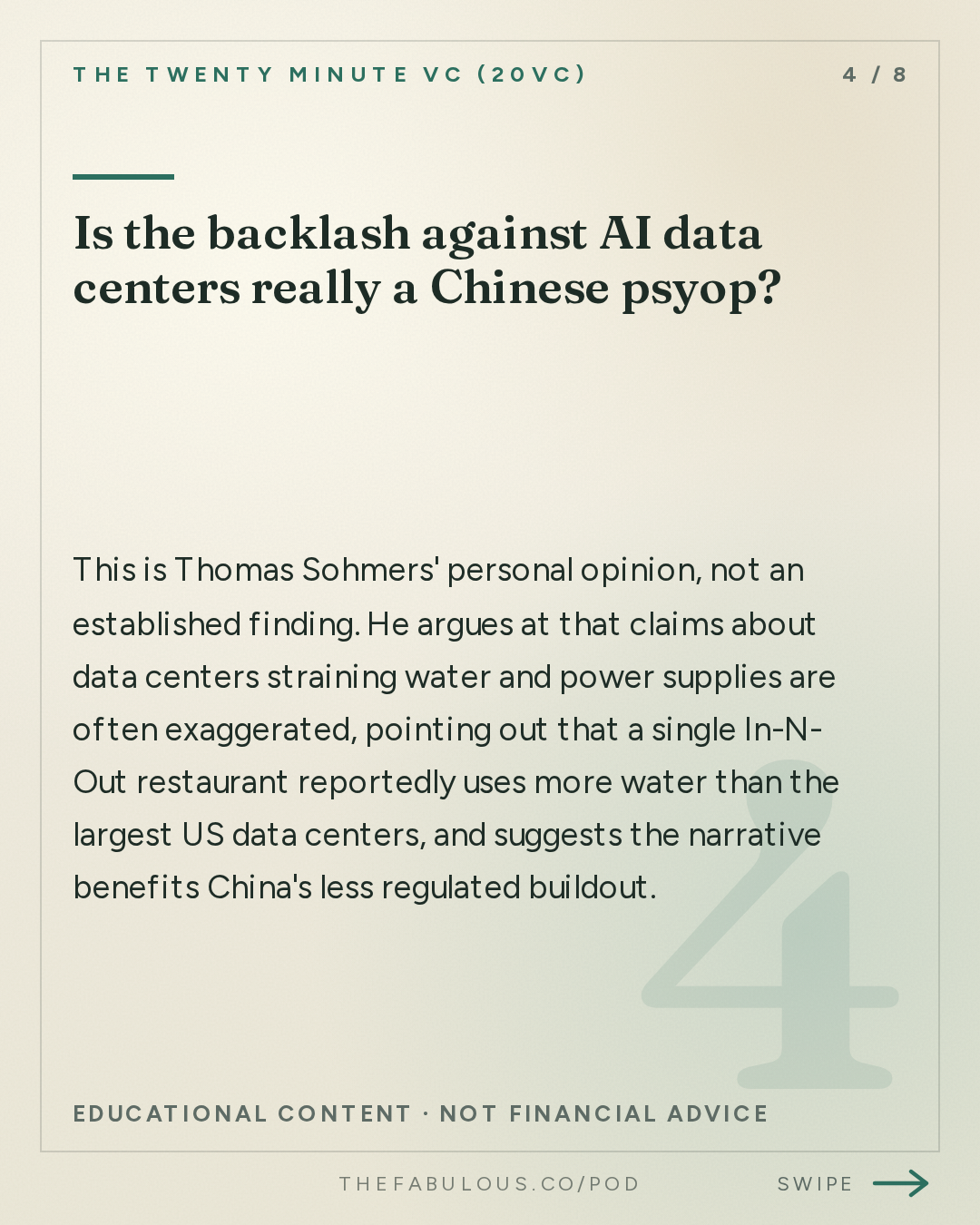 Is the backlash against AI data centers really a Chinese psyop? — The Twenty Minute VC (20VC): Venture Capital | Startup Funding | The Pitch: 20VC: "Anti-Data Centres is a Chinese Psyop" | How Many Planned Data Centers Will Actually Get Built? | Is Energy AI's Biggest Bottleneck? With Thomas Sohmers, Co-Founder @ Positron