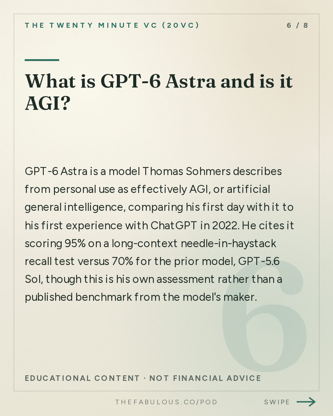 What is GPT-6 Astra and is it AGI? — The Twenty Minute VC (20VC): Venture Capital | Startup Funding | The Pitch: 20VC: "Anti-Data Centres is a Chinese Psyop" | How Many Planned Data Centers Will Actually Get Built? | Is Energy AI's Biggest Bottleneck? With Thomas Sohmers, Co-Founder @ Positron