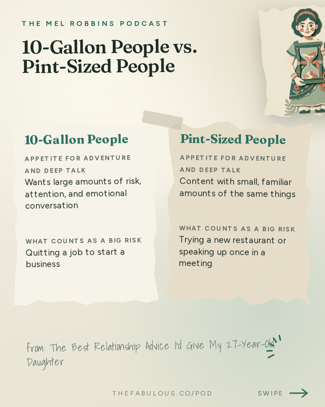 10-Gallon People vs. Pint-Sized People — The Mel Robbins Podcast: The Best Relationship Advice I’d Give My 27-Year-Old Daughter