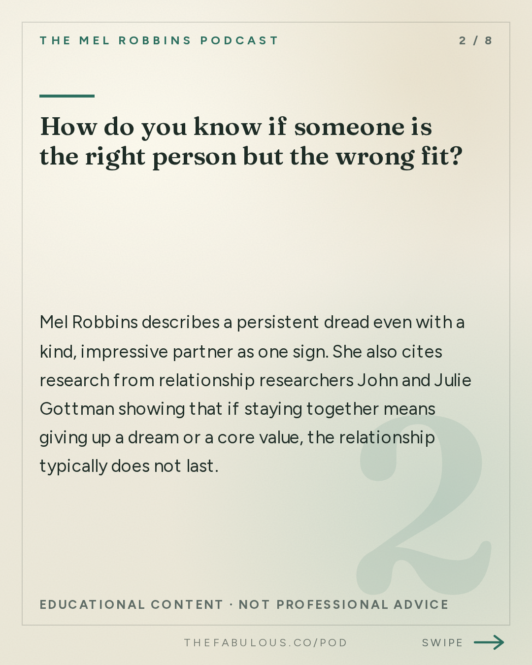 How do you know if someone is the right person but the wrong fit? — The Mel Robbins Podcast: The Best Relationship Advice I’d Give My 27-Year-Old Daughter