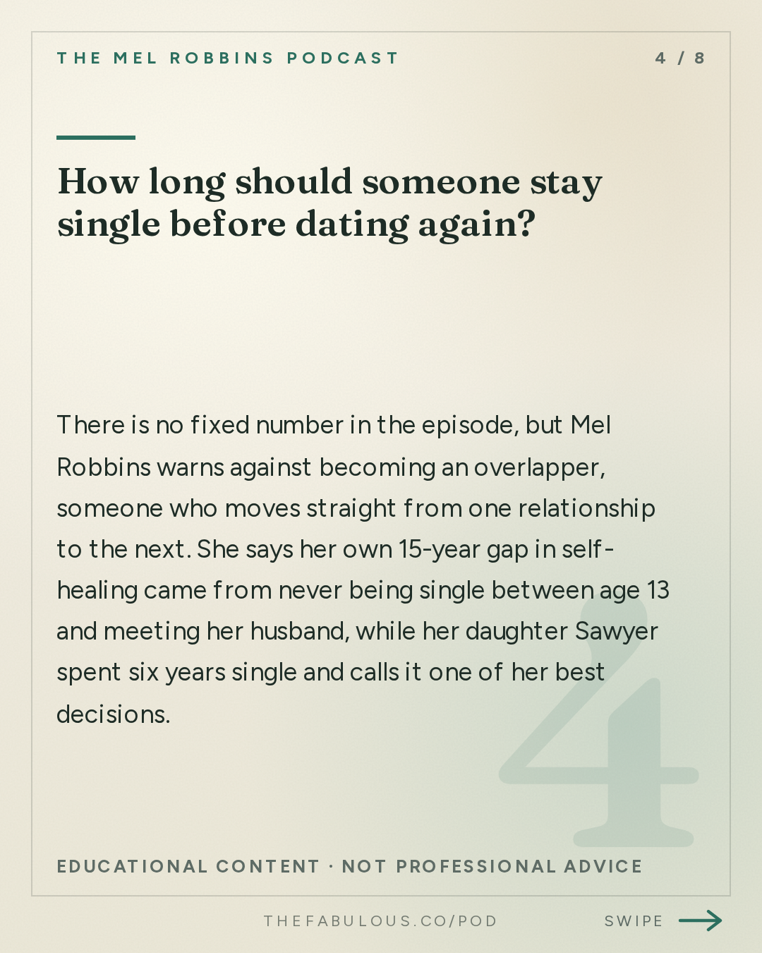 How long should someone stay single before dating again? — The Mel Robbins Podcast: The Best Relationship Advice I’d Give My 27-Year-Old Daughter