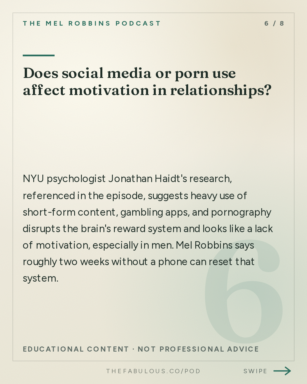 Does social media or porn use affect motivation in relationships? — The Mel Robbins Podcast: The Best Relationship Advice I’d Give My 27-Year-Old Daughter