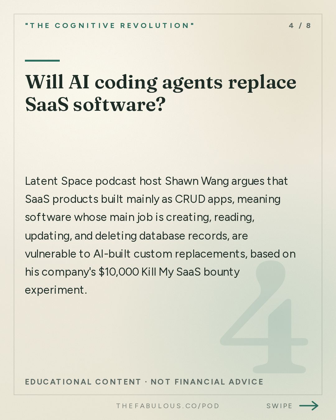 Will AI coding agents replace SaaS software? — "The Cognitive Revolution" : AI:AM: A Level We Shouldn't Pass? Notes from The Curve + Tokens vs. Salaries & Is SaaS Cooked?
