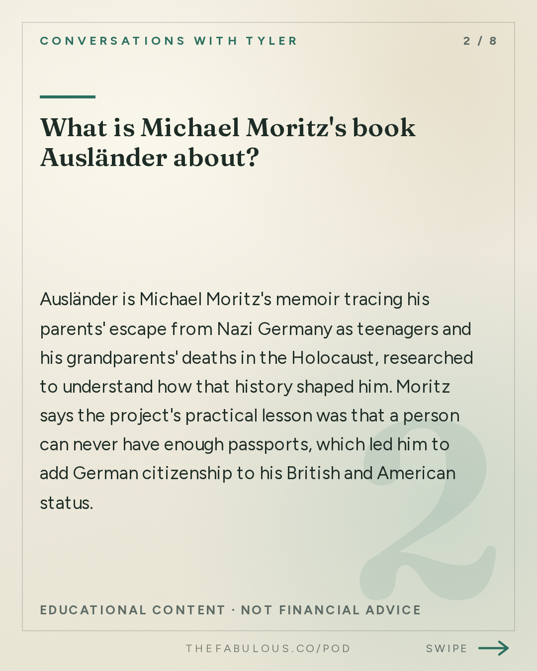 What is Michael Moritz's book Ausländer about? — Conversations with Tyler: Michael Moritz on Origin Stories, Exile, and Obsessive Curiosity