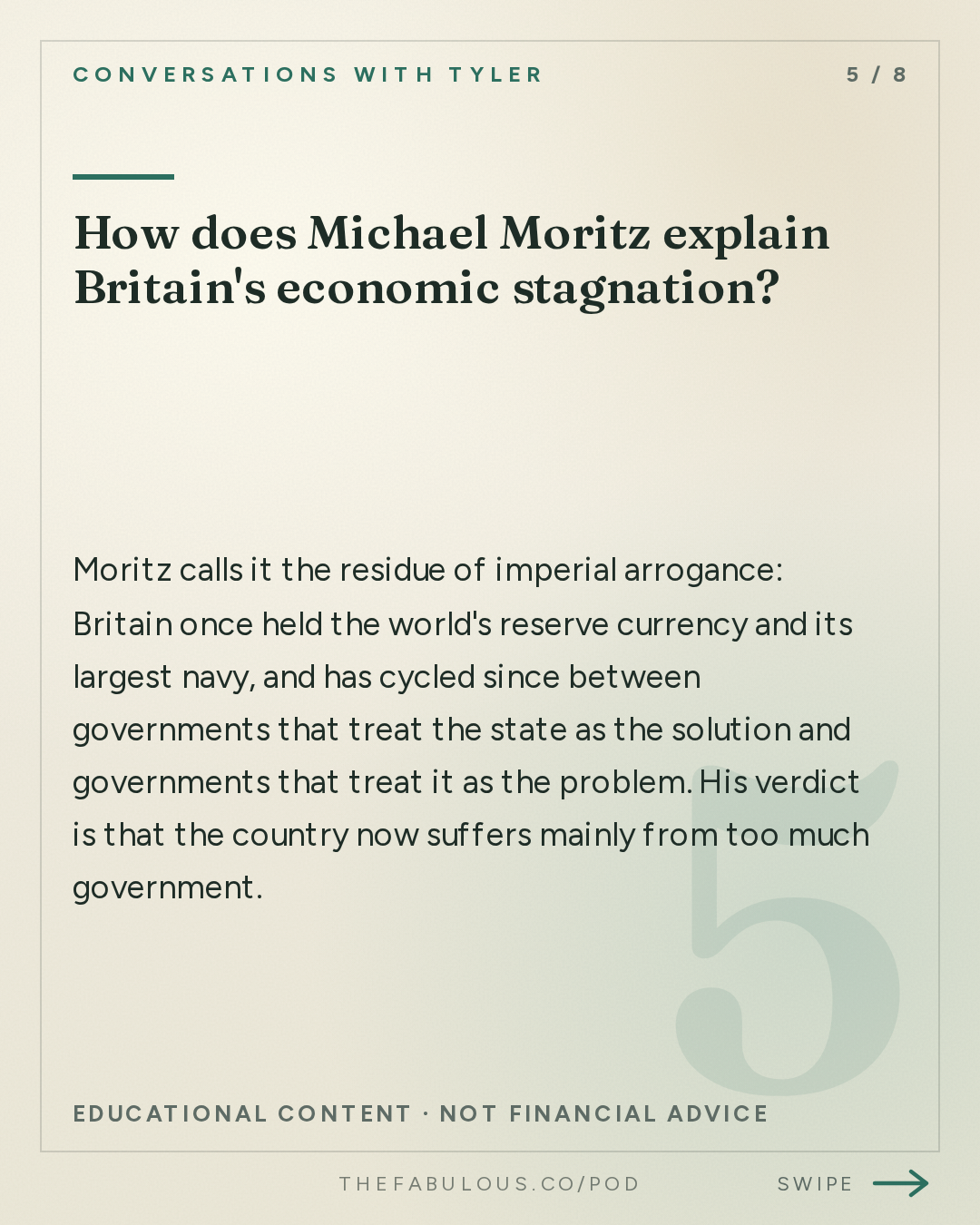 How does Michael Moritz explain Britain's economic stagnation? — Conversations with Tyler: Michael Moritz on Origin Stories, Exile, and Obsessive Curiosity
