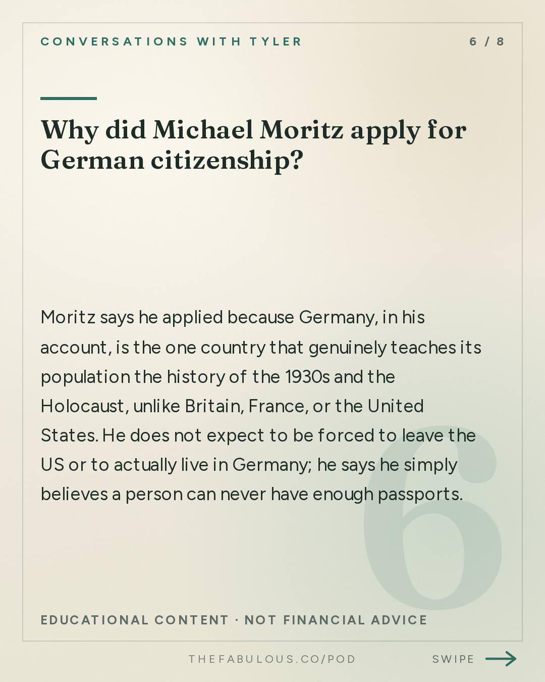Why did Michael Moritz apply for German citizenship? — Conversations with Tyler: Michael Moritz on Origin Stories, Exile, and Obsessive Curiosity