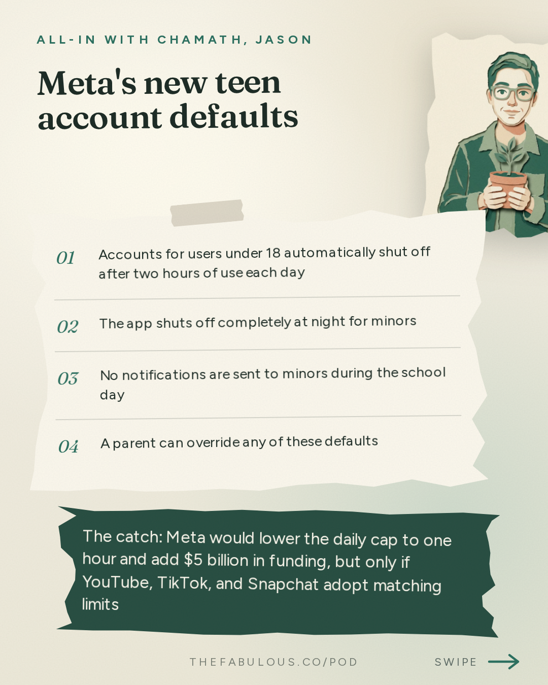 Meta's new teen account defaults — All-In with Chamath, Jason, Sacks & Friedberg: Meta's Dina Powell McCormick: The Case for Data Centers, Backlash, AI Job Boom & Meta's Future
