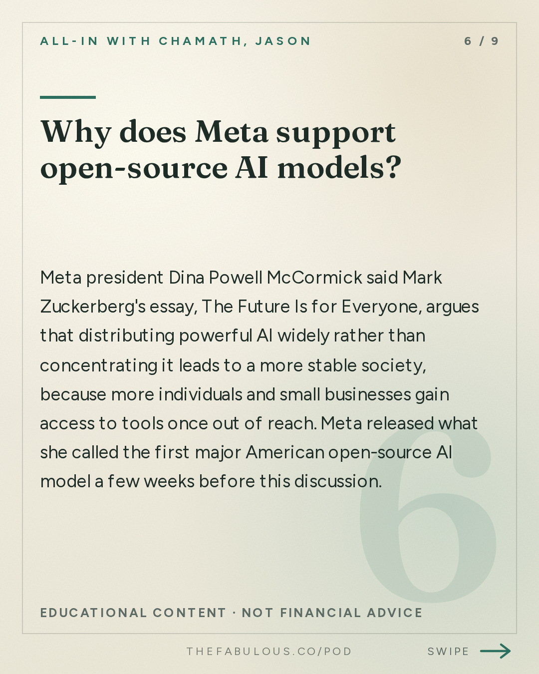 Why does Meta support open-source AI models? — All-In with Chamath, Jason, Sacks & Friedberg: Meta's Dina Powell McCormick: The Case for Data Centers, Backlash, AI Job Boom & Meta's Future
