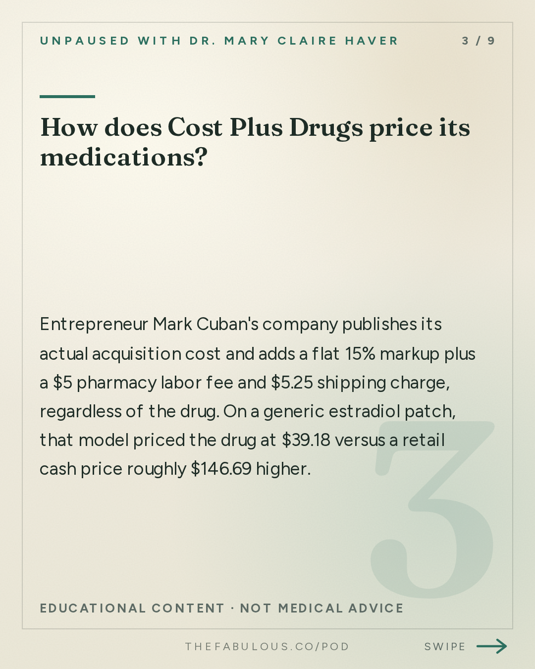 How does Cost Plus Drugs price its medications? — unPAUSED with Dr. Mary Claire Haver: Estrogen Patch Shortage: Who Profits From Your Prescriptions with Mark Cuban