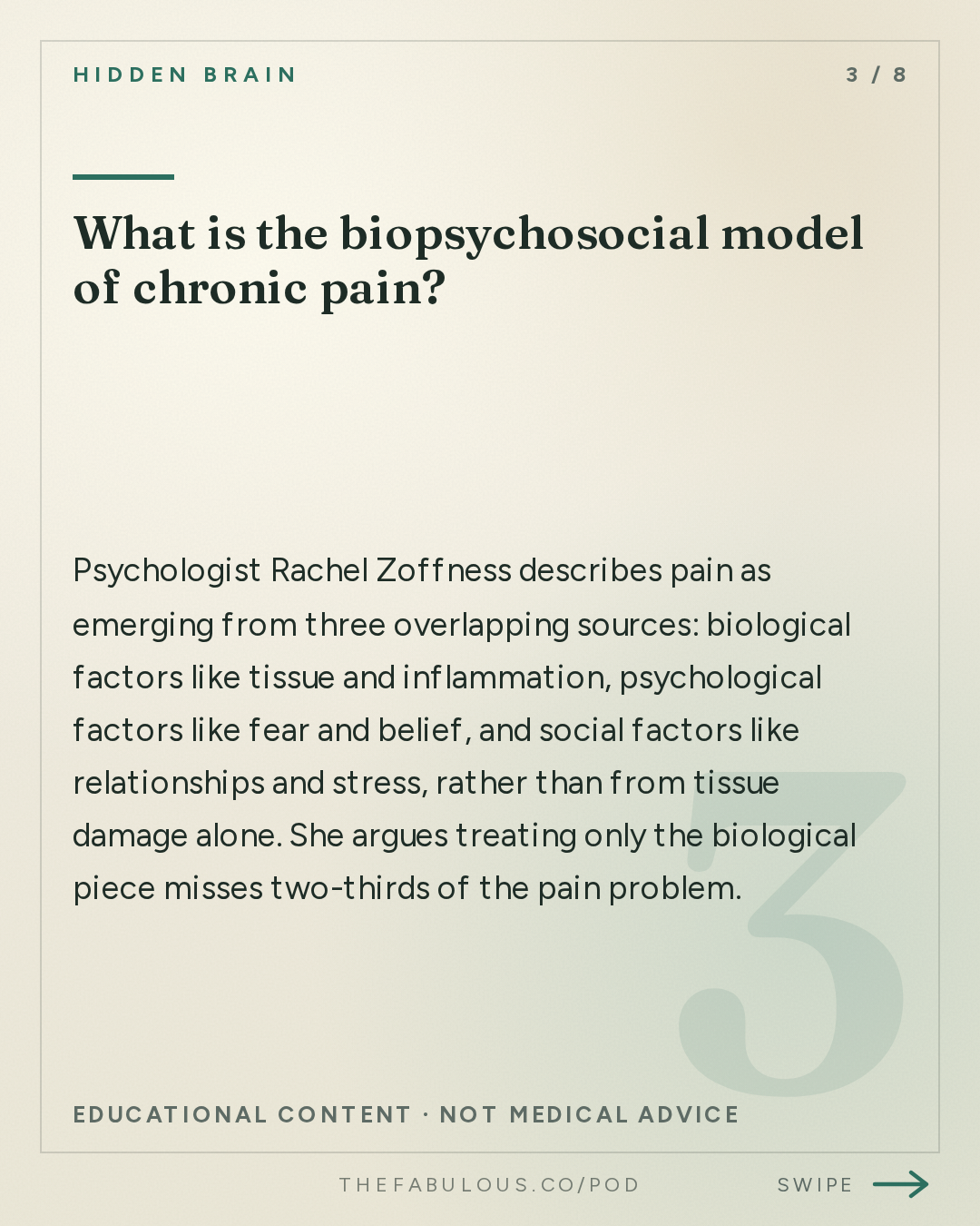 What is the biopsychosocial model of chronic pain? — Hidden Brain: Do You Have Trouble Sleeping?