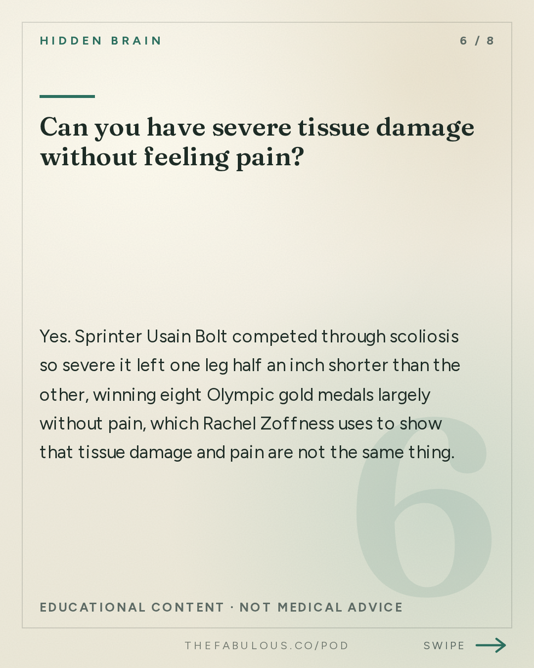 Can you have severe tissue damage without feeling pain? — Hidden Brain: Do You Have Trouble Sleeping?