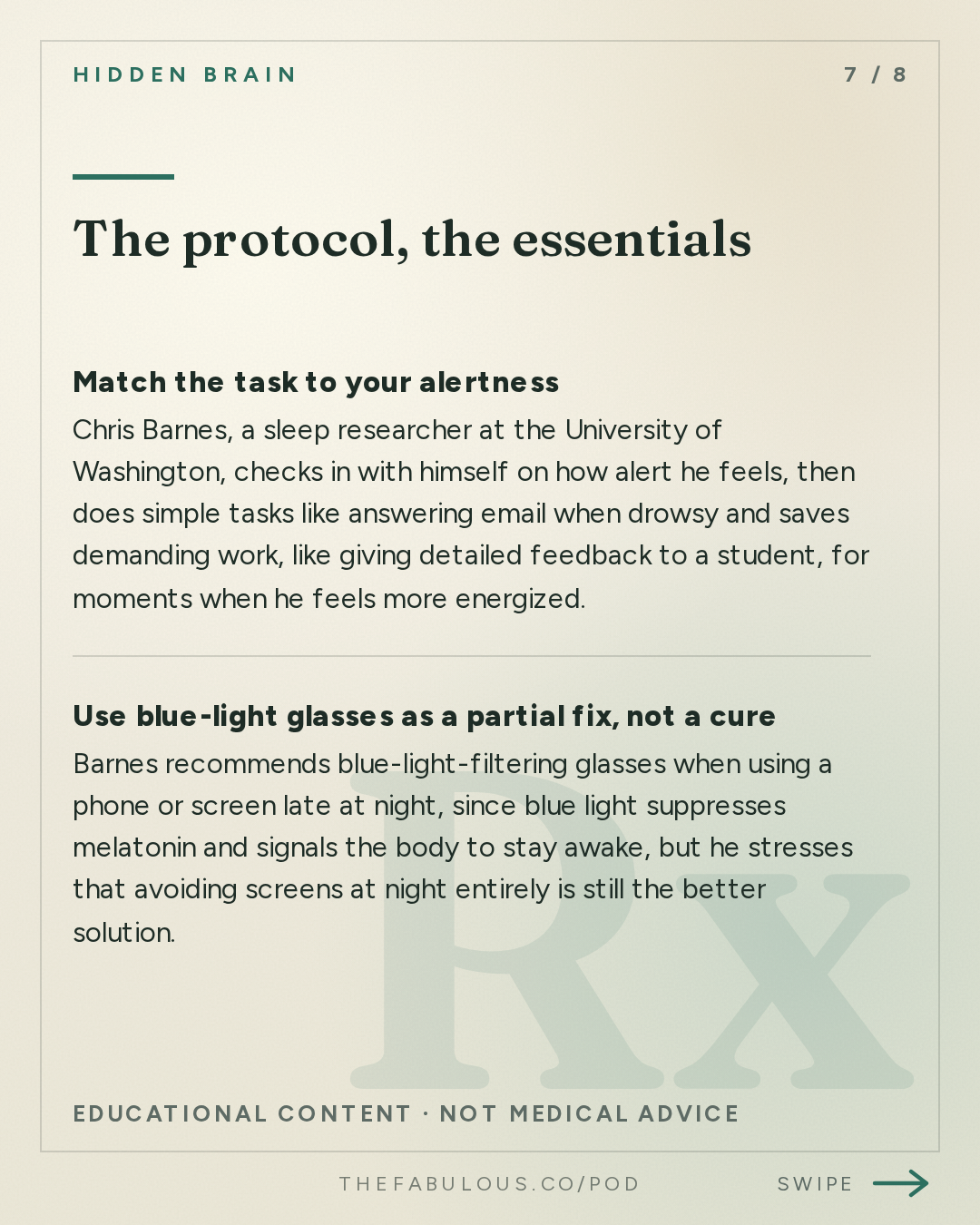 The protocol, the essentials — Hidden Brain: Do You Have Trouble Sleeping?