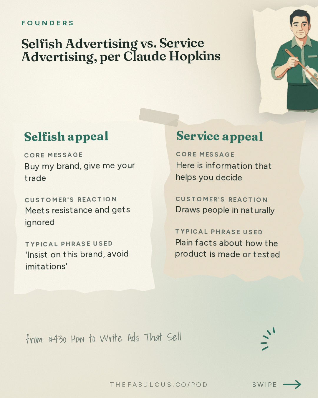 Selfish Advertising vs. Service Advertising, per Claude Hopkins — Founders: #430 How to Write Ads That Sell