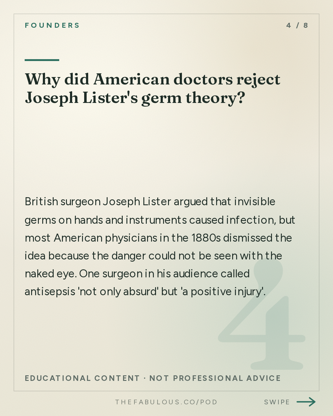 Why did American doctors reject Joseph Lister's germ theory? — Founders: #438 James Garfield's Extraordinary Rise