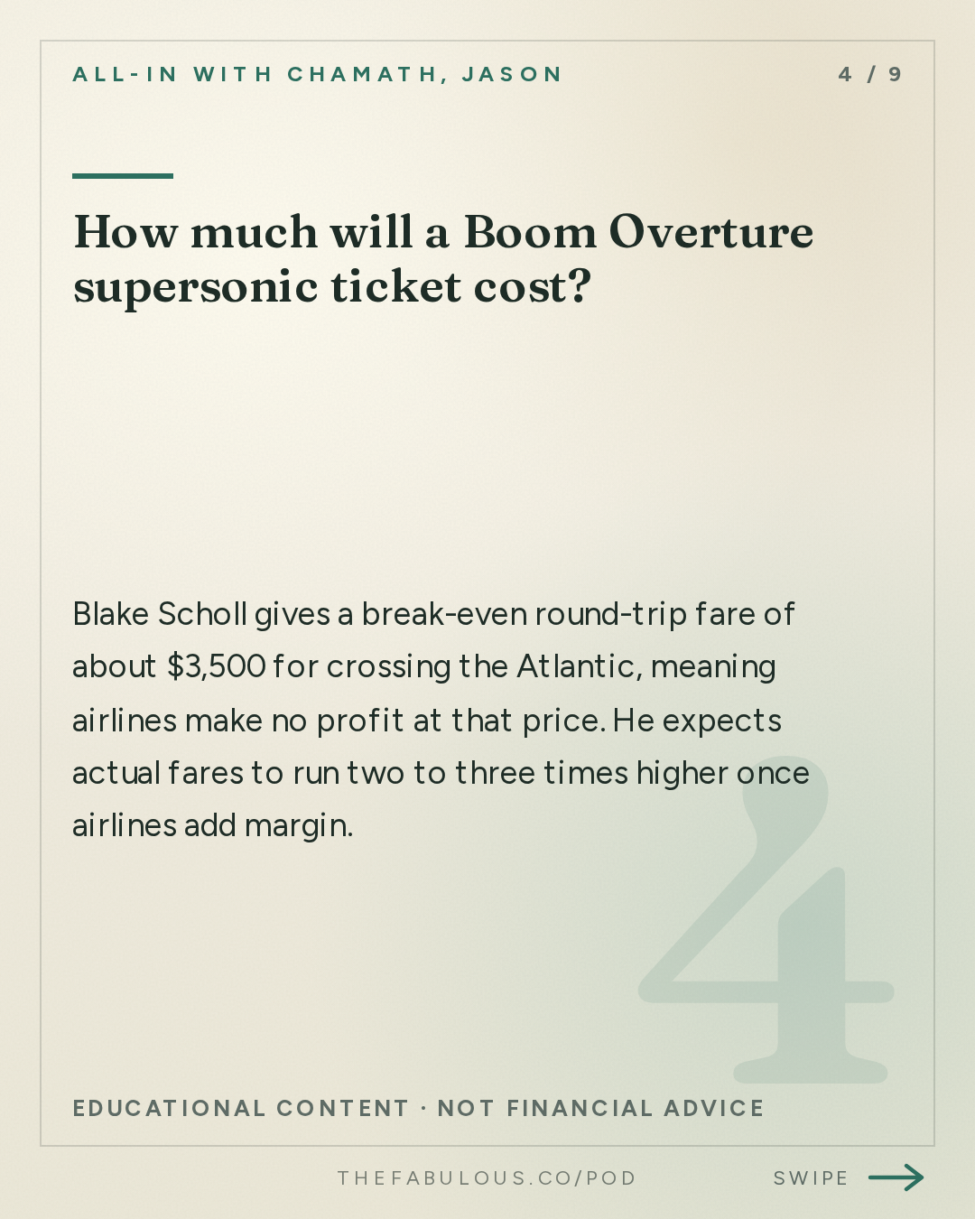How much will a Boom Overture supersonic ticket cost? — All-In with Chamath, Jason, Sacks & Friedberg: Blake Scholl: Why Plane Speed Stalled, Supersonic Commercial Flight, & Revolutionizing the Engine