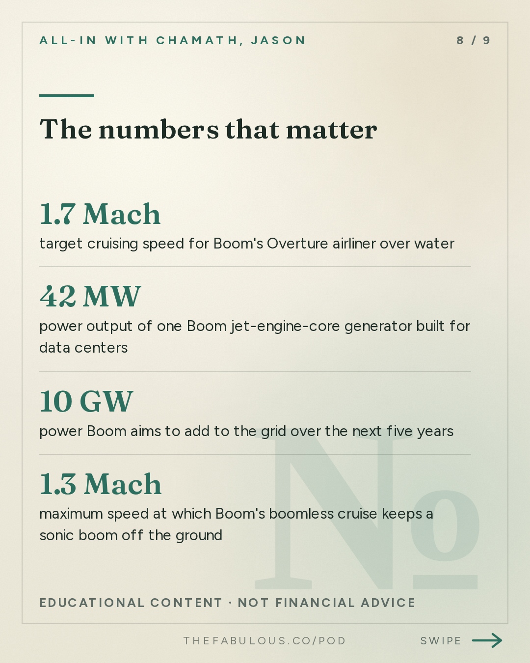 The numbers that matter — All-In with Chamath, Jason, Sacks & Friedberg: Blake Scholl: Why Plane Speed Stalled, Supersonic Commercial Flight, & Revolutionizing the Engine